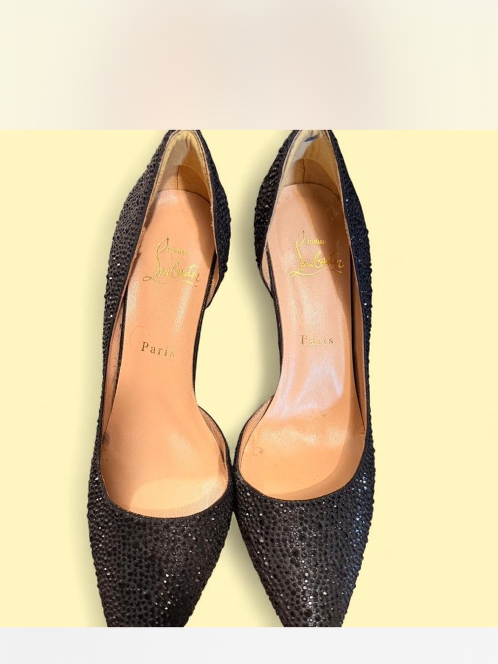 Christian Louboutin Black Crystal-Embellished Pointed Pumps